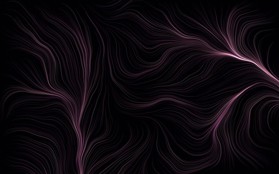 Flow field: thousands of particles following fractal noise, drawn as luminous strands